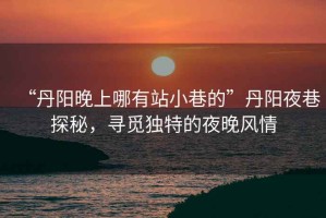“丹陽(yáng)晚上哪有站小巷的”丹陽(yáng)夜巷探秘，尋覓獨特的夜晚風(fēng)情