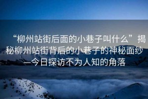 “柳州站街后面的小巷子叫什么”揭秘柳州站街背后的小巷子的神秘面紗—今日探訪(fǎng)不為人知的角落