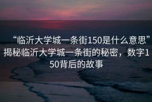 “臨沂大學(xué)城一條街150是什么意思”揭秘臨沂大學(xué)城一條街的秘密，數字150背后的故事