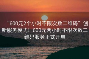 “600元2個(gè)小時(shí)不限次數二維碼”創(chuàng  )新服務(wù)模式！600元兩小時(shí)不限次數二維碼服務(wù)正式開(kāi)啟