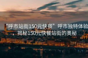 “呼市站街150元快餐”呼市獨特體驗，揭秘150元快餐站街的奧秘