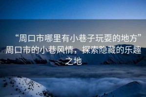 “周口市哪里有小巷子玩耍的地方”周口市的小巷風(fēng)情，探索隱藏的樂(lè )趣之地