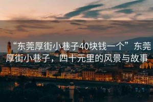 “東莞厚街小巷子40塊錢(qián)一個(gè)”東莞厚街小巷子，四十元里的風(fēng)景與故事