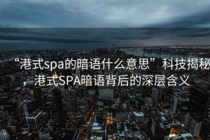“港式spa的暗語(yǔ)什么意思”科技揭秘，港式SPA暗語(yǔ)背后的深層含義