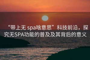 “帶上無(wú) spa啥意思”科技前沿，探究無(wú)SPA功能的普及及其背后的意義