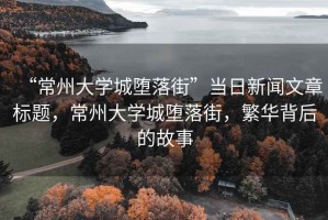 “常州大學(xué)城墮落街”當日新聞文章標題，常州大學(xué)城墮落街，繁華背后的故事