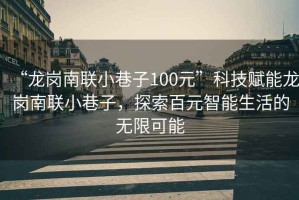 “龍崗南聯(lián)小巷子100元”科技賦能龍崗南聯(lián)小巷子，探索百元智能生活的無(wú)限可能