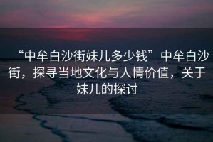 “中牟白沙街妹兒多少錢(qián)”中牟白沙街，探尋當地文化與人情價(jià)值，關(guān)于妹兒的探討