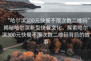 “哈爾濱300元快餐不限次數二維碼”揭秘哈爾濱新型快餐文化，探索哈爾濱300元快餐不限次數二維碼背后的故事