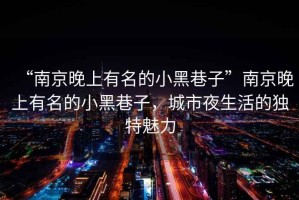 “南京晚上有名的小黑巷子”南京晚上有名的小黑巷子，城市夜生活的獨特魅力