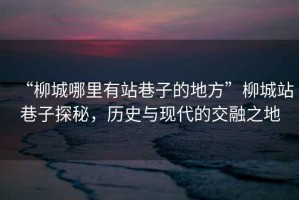 “柳城哪里有站巷子的地方”柳城站巷子探秘，歷史與現代的交融之地