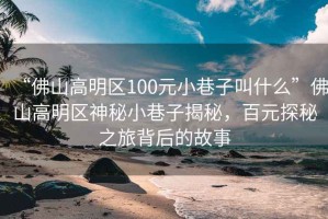 “佛山高明區100元小巷子叫什么”佛山高明區神秘小巷子揭秘，百元探秘之旅背后的故事