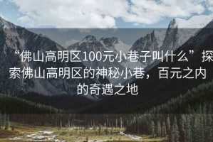 “佛山高明區100元小巷子叫什么”探索佛山高明區的神秘小巷，百元之內的奇遇之地