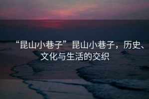 “昆山小巷子”昆山小巷子，歷史、文化與生活的交織