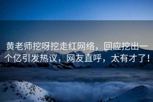 黃老師挖呀挖走紅網(wǎng)絡(luò )，回應挖出一個(gè)億引發(fā)熱議，網(wǎng)友直呼，太有才了！