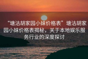“塘沽胡家園小妹價(jià)格表”塘沽胡家園小妹價(jià)格表揭秘，關(guān)于本地娛樂(lè )服務(wù)行業(yè)的深度探討