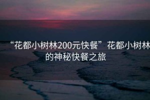 “花都小樹(shù)林200元快餐”花都小樹(shù)林的神秘快餐之旅