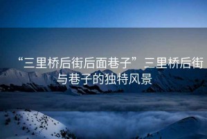 “三里橋后街后面巷子”三里橋后街與巷子的獨特風(fēng)景