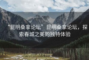 “昆明桑拿論壇”昆明桑拿論壇，探索春城之美的獨特體驗
