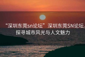 “深圳東莞sn論壇”深圳東莞SN論壇，探尋城市風(fēng)光與人文魅力
