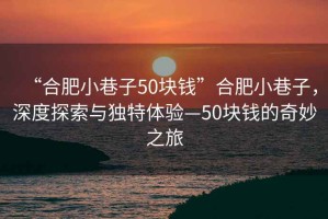“合肥小巷子50塊錢(qián)”合肥小巷子，深度探索與獨特體驗—50塊錢(qián)的奇妙之旅