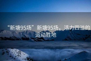 “新塘95場(chǎng)”新塘95場(chǎng)，活力四溢的運動(dòng)勝地