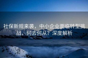 社保新規來(lái)襲，中小企業(yè)面臨轉型挑戰，何去何從？深度解析