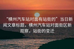 “橫州汽車(chē)站對面有站街的”當日新聞文章標題，橫州汽車(chē)站對面街區新觀(guān)察，站街的變遷