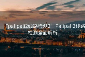“palipali2線(xiàn)路檢測2”P(pán)alipali2線(xiàn)路檢測全面解析