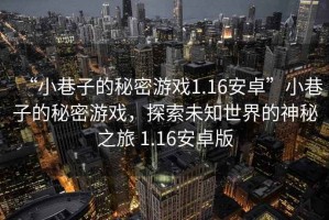 “小巷子的秘密游戲1.16安卓”小巷子的秘密游戲，探索未知世界的神秘之旅 1.16安卓版