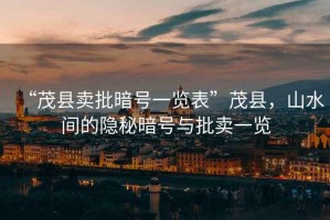 “茂縣賣(mài)批暗號一覽表”茂縣，山水間的隱秘暗號與批賣(mài)一覽