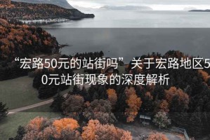 “宏路50元的站街嗎”關(guān)于宏路地區50元站街現象的深度解析