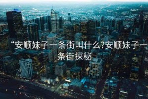“安順妹子一條街叫什么?安順妹子一條街探秘