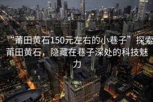 “莆田黃石150元左右的小巷子”探索莆田黃石，隱藏在巷子深處的科技魅力