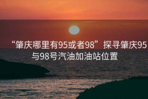 “肇慶哪里有95或者98”探尋肇慶95與98號汽油加油站位置