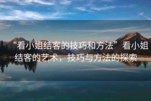 “看小姐結客的技巧和方法”看小姐結客的藝術(shù)，技巧與方法的探索