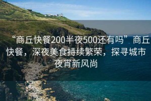 “商丘快餐200半夜500還有嗎”商丘快餐，深夜美食持續繁榮，探尋城市夜宵新風(fēng)尚