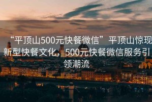 “平頂山500元快餐微信”平頂山驚現新型快餐文化，500元快餐微信服務(wù)引領(lǐng)潮流