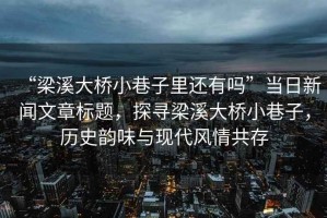 “梁溪大橋小巷子里還有嗎”當日新聞文章標題，探尋梁溪大橋小巷子，歷史韻味與現代風(fēng)情共存