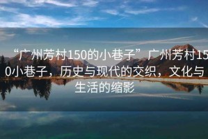 “廣州芳村150的小巷子”廣州芳村150小巷子，歷史與現代的交織，文化與生活的縮影