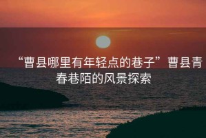 “曹縣哪里有年輕點(diǎn)的巷子”曹縣青春巷陌的風(fēng)景探索