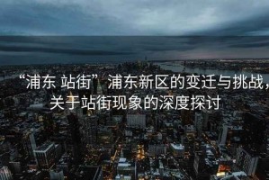 “浦東 站街”浦東新區的變遷與挑戰，關(guān)于站街現象的深度探討