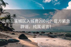 云南玉溪城區入城費200元？官方緊急辟謠，純屬謠言！