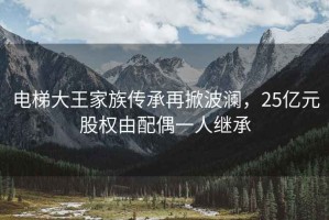 電梯大王家族傳承再掀波瀾，25億元股權由配偶一人繼承