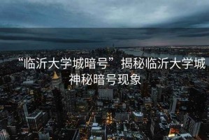 “臨沂大學(xué)城暗號”揭秘臨沂大學(xué)城神秘暗號現象