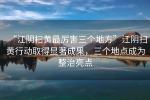 “江陰掃黃最厲害三個(gè)地方”江陰掃黃行動(dòng)取得顯著(zhù)成果，三個(gè)地點(diǎn)成為整治亮點(diǎn)