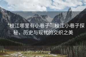 “枝江哪里有小巷子”枝江小巷子探秘，歷史與現代的交織之美