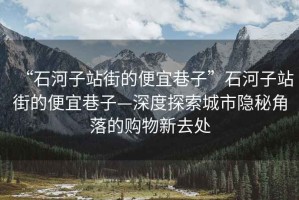 “石河子站街的便宜巷子”石河子站街的便宜巷子—深度探索城市隱秘角落的購物新去處