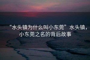 “水頭鎮為什么叫小東莞”水頭鎮，小東莞之名的背后故事