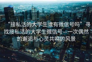 “接私活的大學(xué)生誰(shuí)有微信號嗎”尋找接私活的大學(xué)生微信號—一次偶然的邂逅與心靈共鳴的風(fēng)景